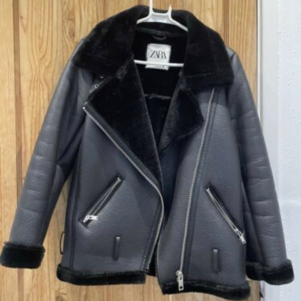 Zara black aviator jacket